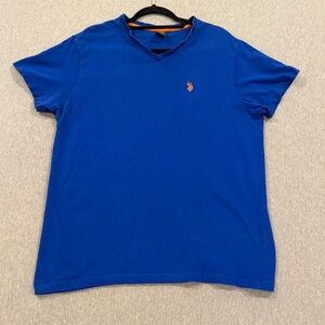 US Polo Assn T-Shirt Mens Size XL Blue Short-Sleeve V-Neck Tshirt